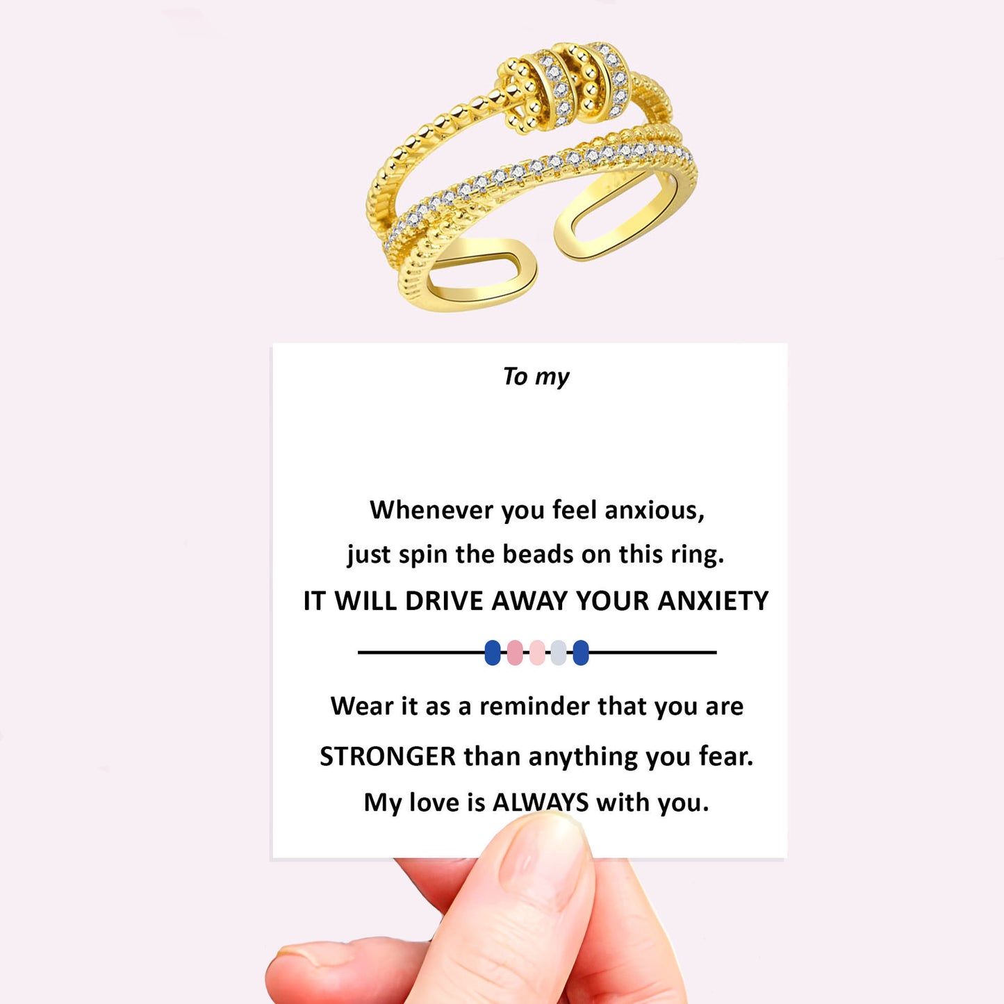 Personalised Fidget Ring Gift Set (Adjustable Size)