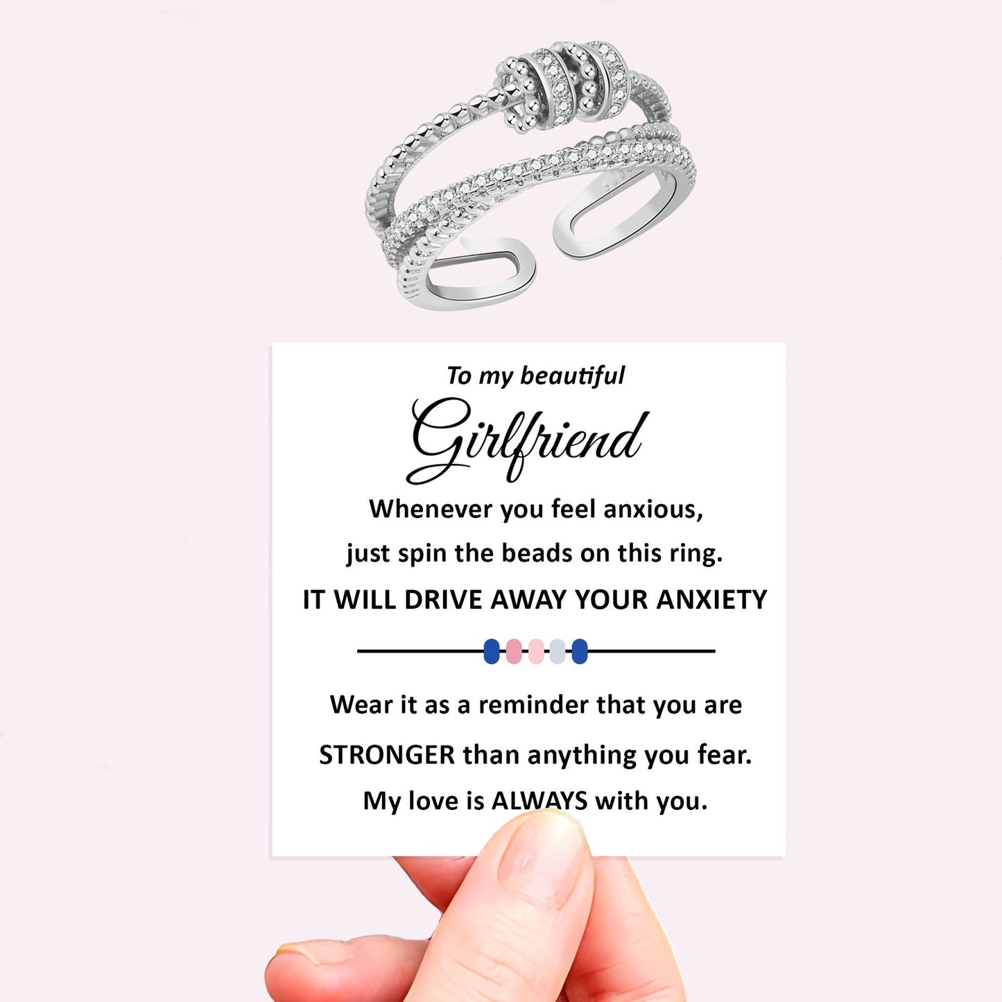 Personalised Fidget Ring Gift Set (Adjustable Size)