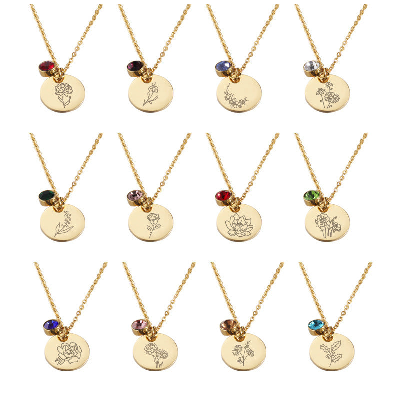 Birth Flower Pendant Necklace