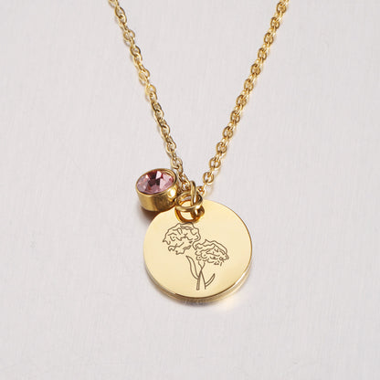 Birth Flower Pendant Necklace