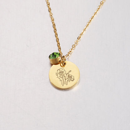 Birth Flower Pendant Necklace