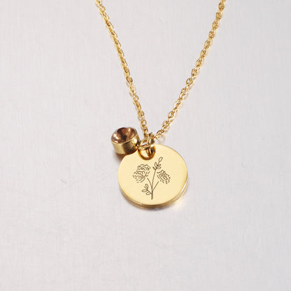 Birth Flower Pendant Necklace